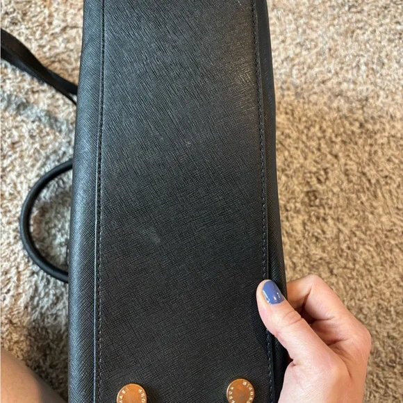 Michael Kors Black Satchel Purse Handbag with Gold Accents Tote Medium Classic - Picture 6 of 9